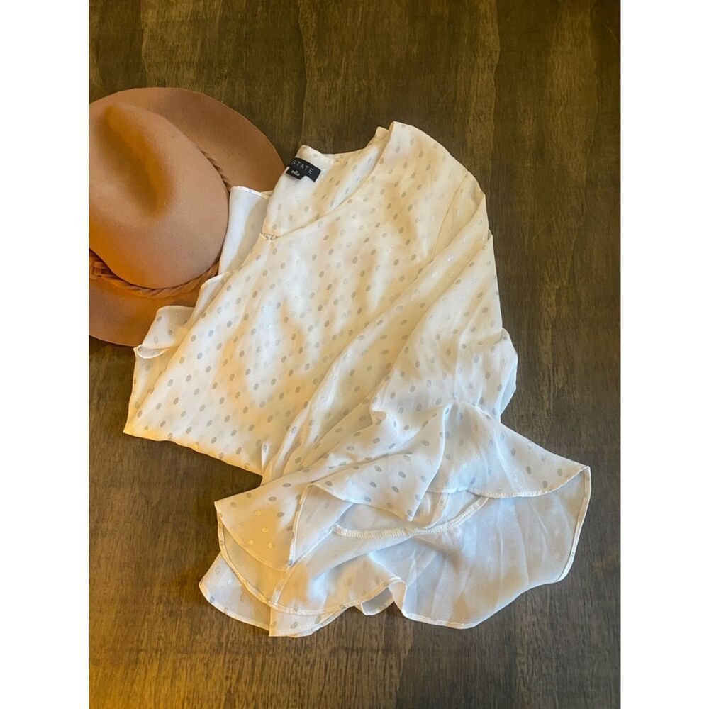 1. State Metallic Dot Ruffle Sleeve Blouse
